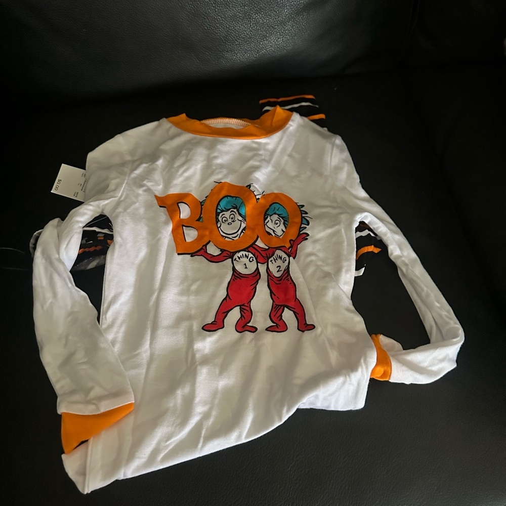 Dr. Seuss Black and Orange Striped Pajama Set